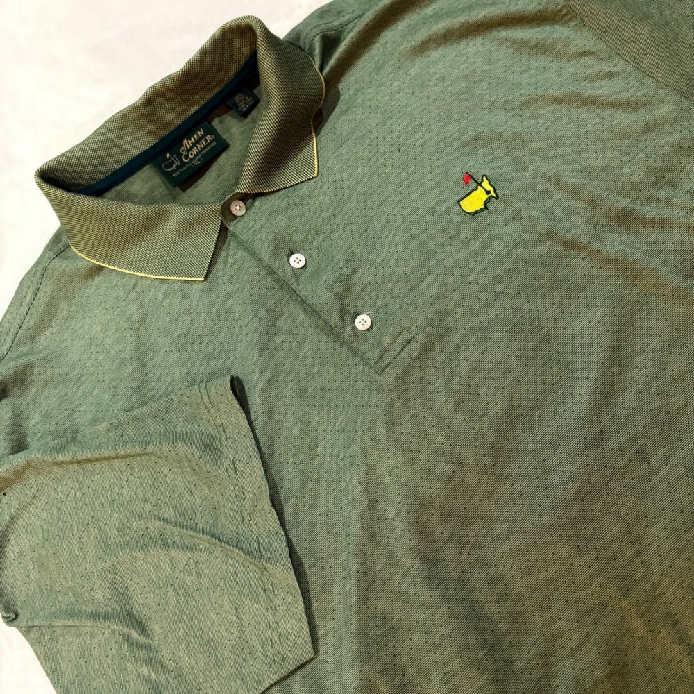 Amen Corner Masters Golf Polo Shirt XL Green Double Mercerized Cotton Stripe